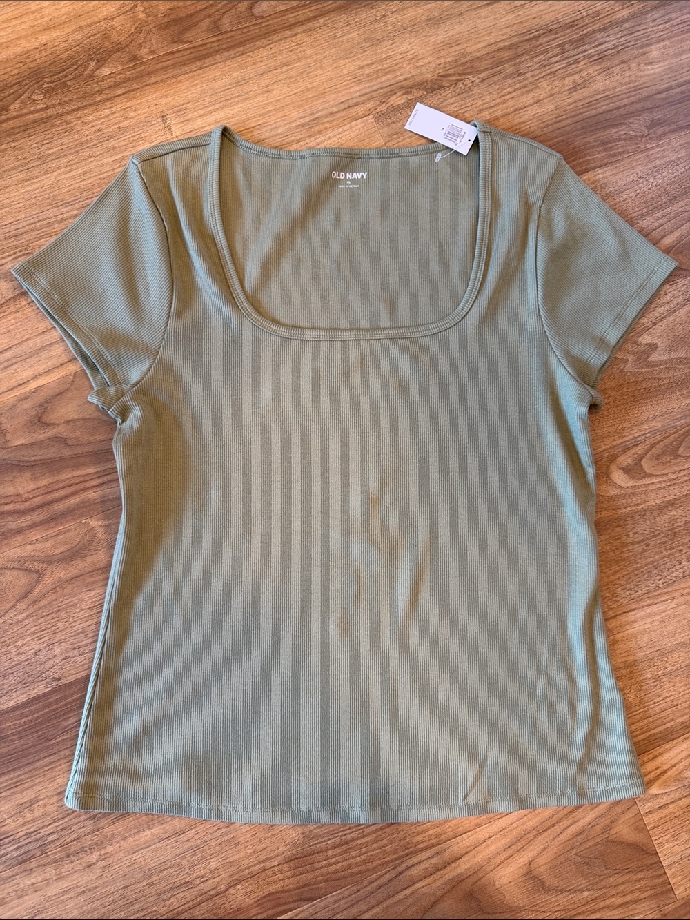 Old Navy Olive Green Scoop-Neck Ribbed Short Sleeve Tee